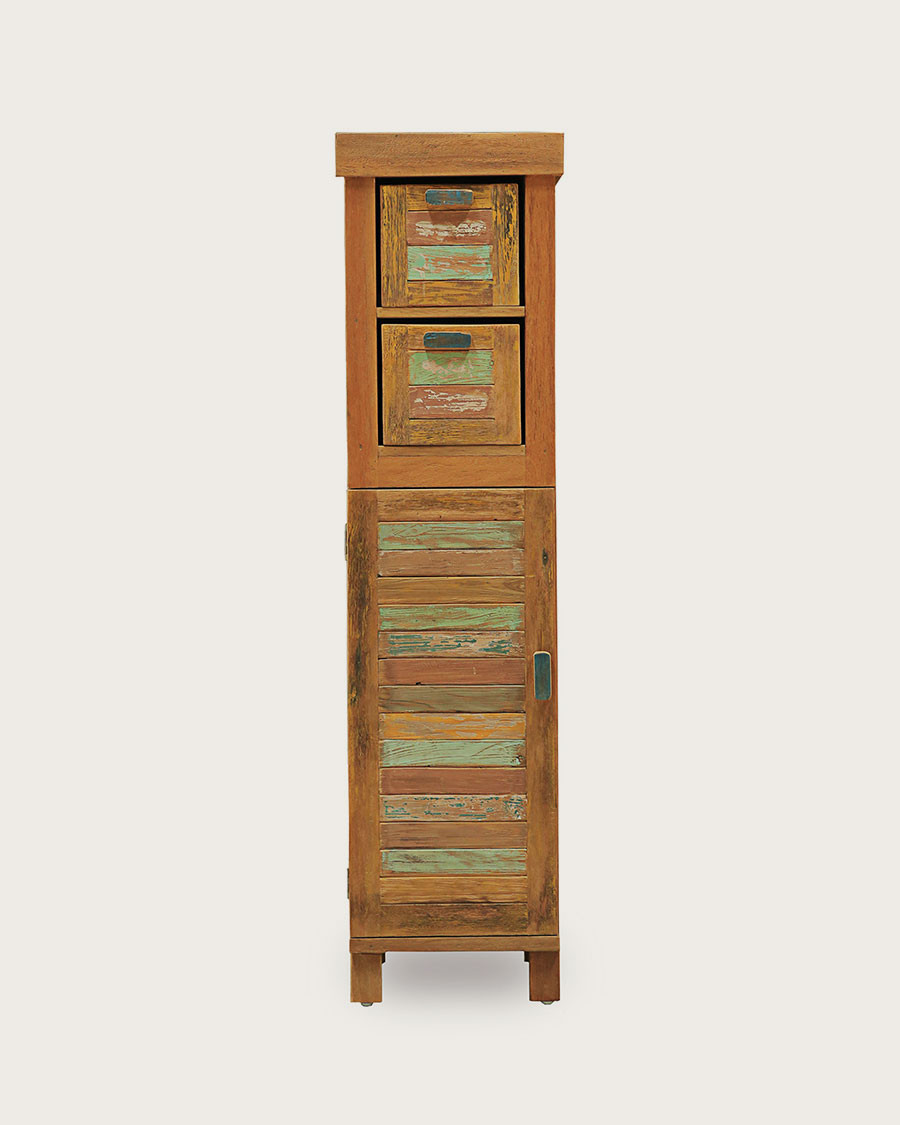 Antik - Petite colonne de salle de bain en teck de bateau recyclé