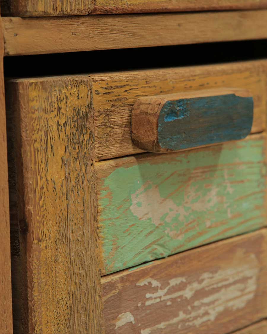 Antik - Petite colonne de salle de bain en teck de bateau recyclé