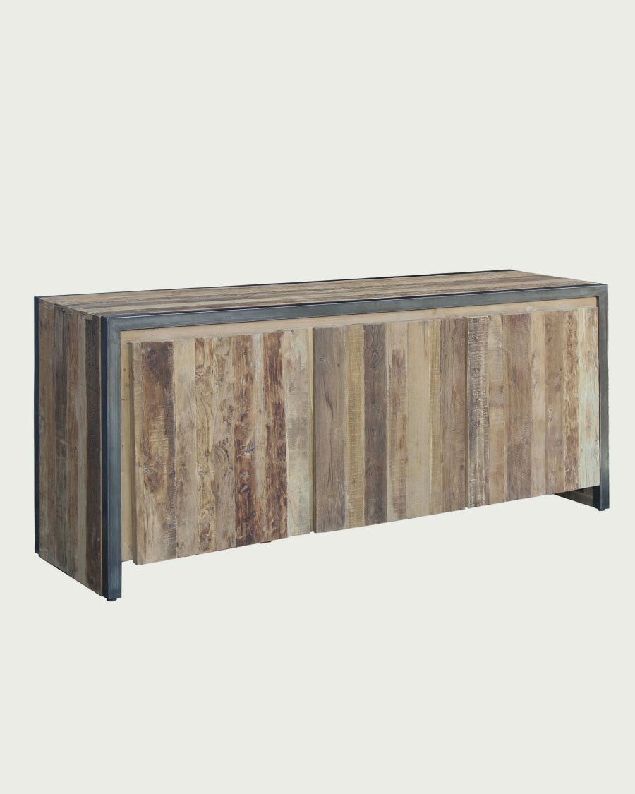 Arche - Buffet industriel en teck recyclé et métal 180 cm