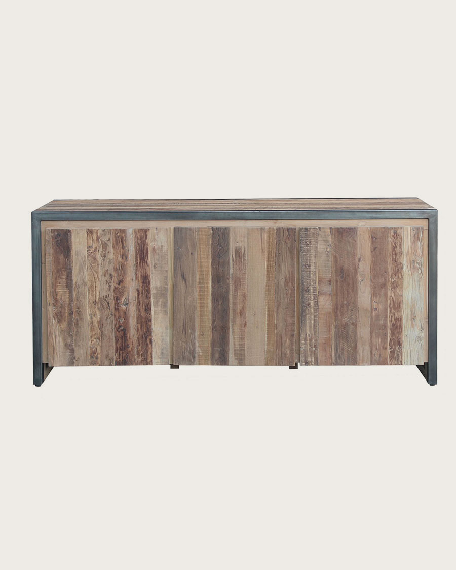 Arche - Buffet industriel en teck recyclé et métal 180 cm