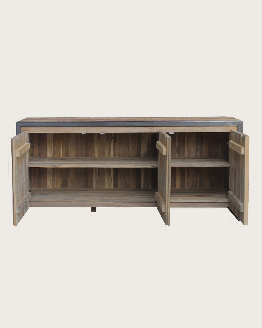 Arche - Buffet industriel en teck recyclé et métal 180 cm