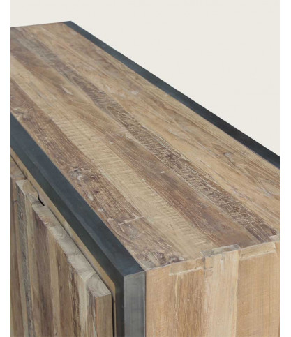 Arche - Buffet industriel en teck recyclé et métal 180 cm