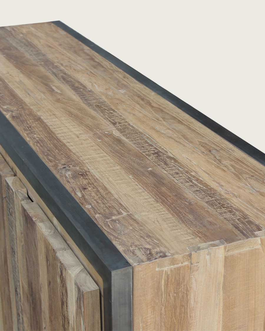 Arche - Buffet industriel en teck recyclé et métal 180 cm