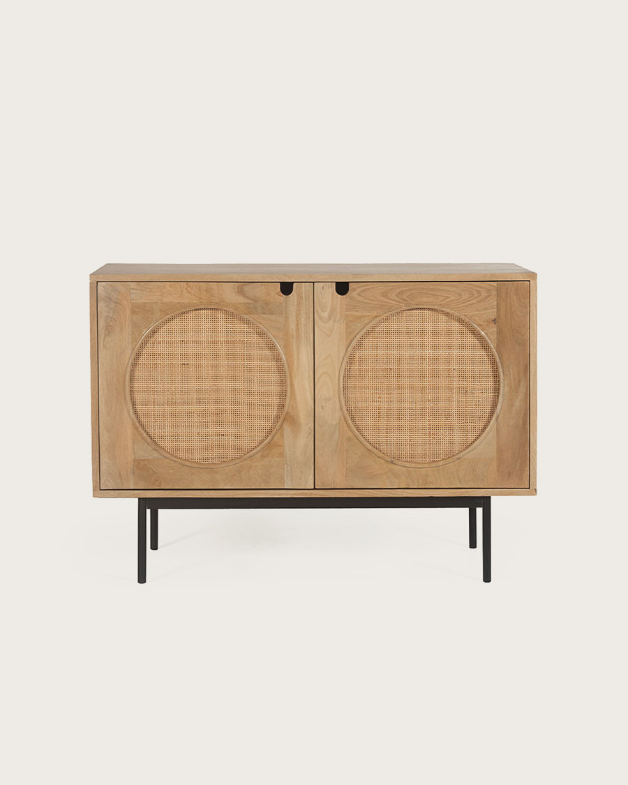 Kali - Petit buffet en bois et cannage 100 cm