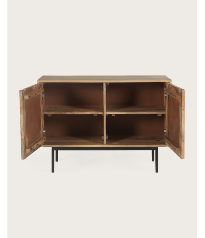 Kali - Petit buffet en bois et cannage 100 cm