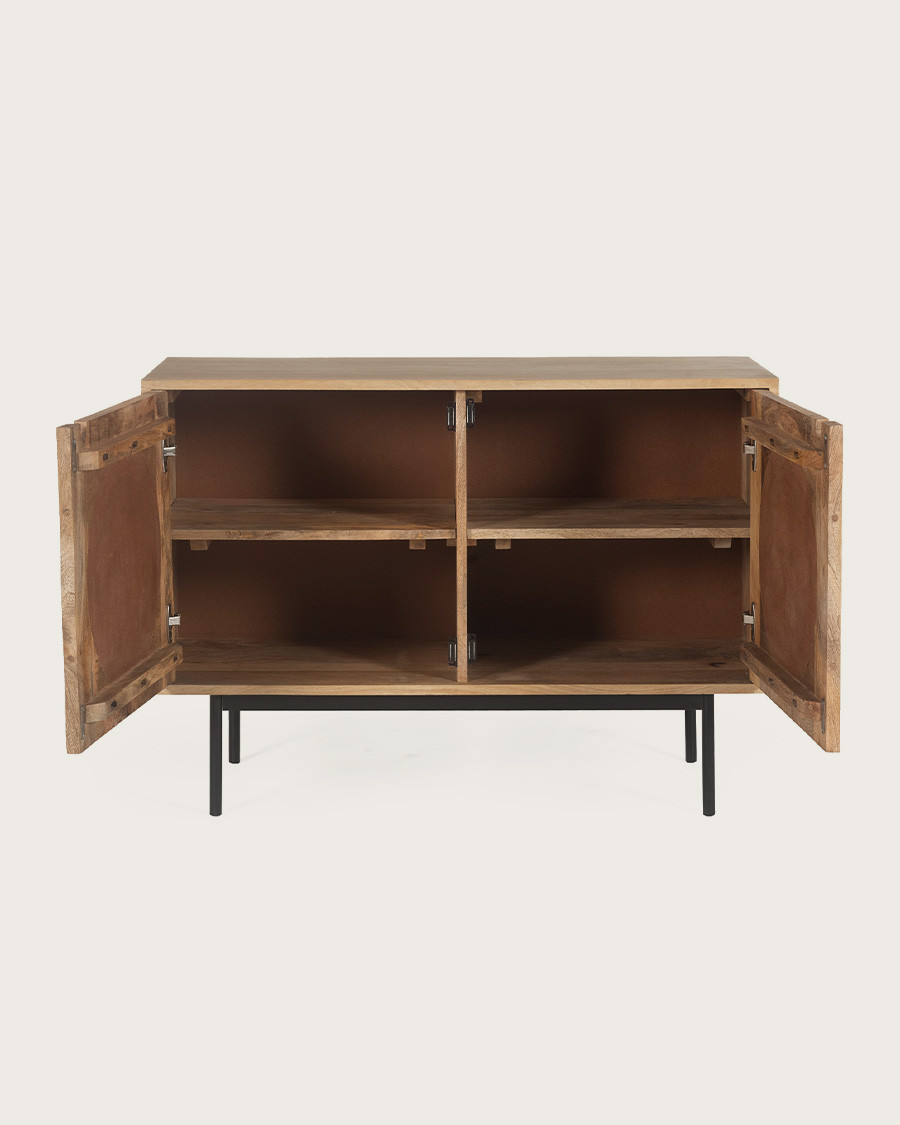 Kali - Petit buffet en bois et cannage 100 cm