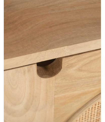 Kali - Petit buffet en bois et cannage 100 cm