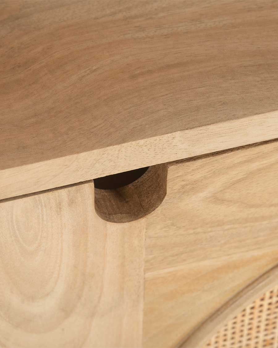 Kali - Petit buffet en bois et cannage 100 cm