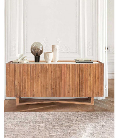 Endah - Buffet en bois de manguier massif et marbre blanc 175 cm