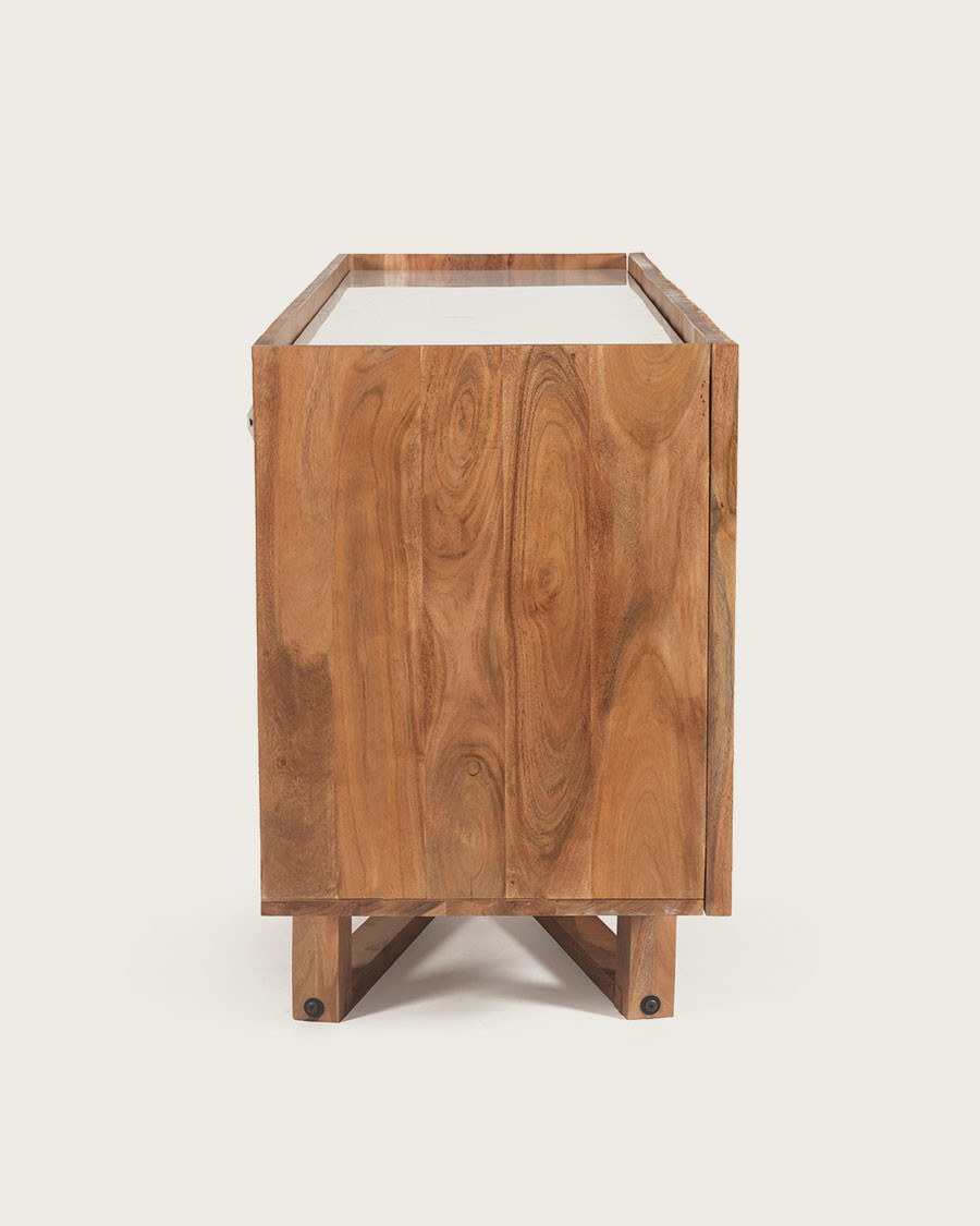 Endah - Buffet en bois de manguier massif et marbre blanc 175 cm