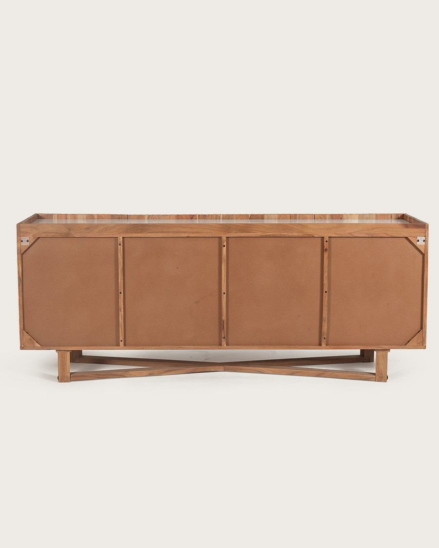 Endah - Buffet en bois de manguier massif et marbre blanc 175 cm