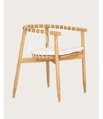 Nala - Chaise en teck massif et cordage blanc