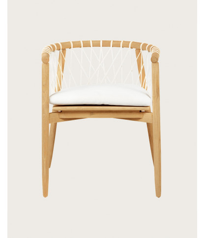Nala - Chaise en teck massif et cordage blanc