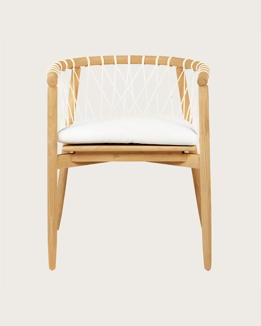 Nala - Chaise en teck massif et cordage blanc
