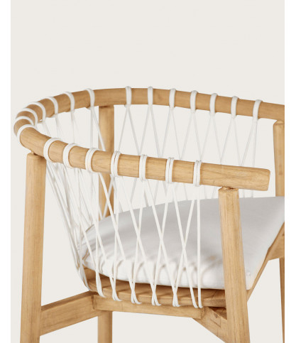 Nala - Chaise en teck massif et cordage blanc
