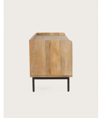 Kali - Meuble tv en manguier massif et cannage 140 cm