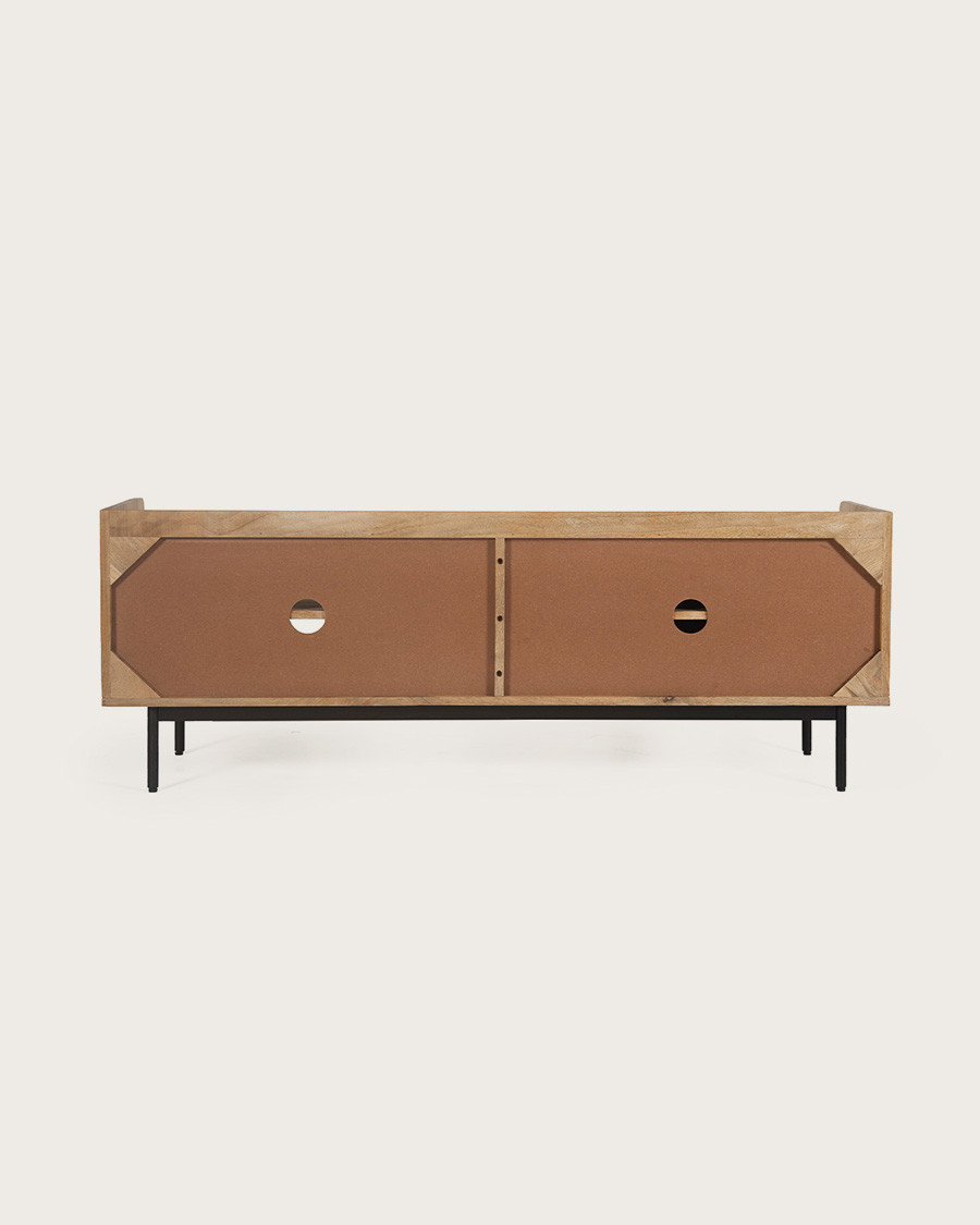 Kali - Meuble tv en manguier massif et cannage 140 cm