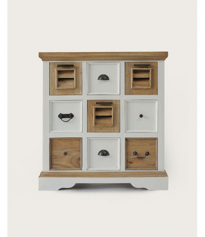 Inda - Petit buffet en Mindy massif blanc et naturel 80 cm