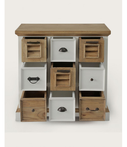 Inda - Petit buffet en Mindy massif blanc et naturel 80 cm