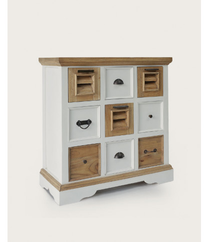 Inda - Petit buffet en Mindy massif blanc et naturel 80 cm