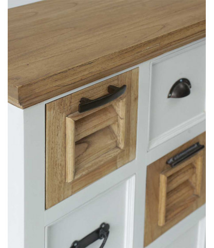 Inda - Petit buffet en Mindy massif blanc et naturel 80 cm