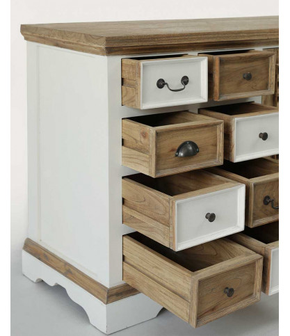 Inda - Grand buffet blanc et naturel en Mindy massif 160 cm