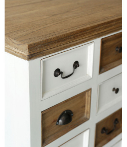 Inda - Grand buffet blanc et naturel en Mindy massif 160 cm