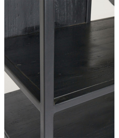 Como - Grande étagère industrielle en teck massif et métal noir
