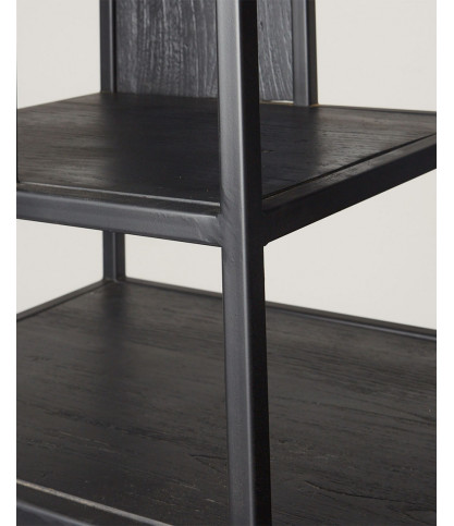 Como - Grande étagère industrielle en teck massif et métal noir