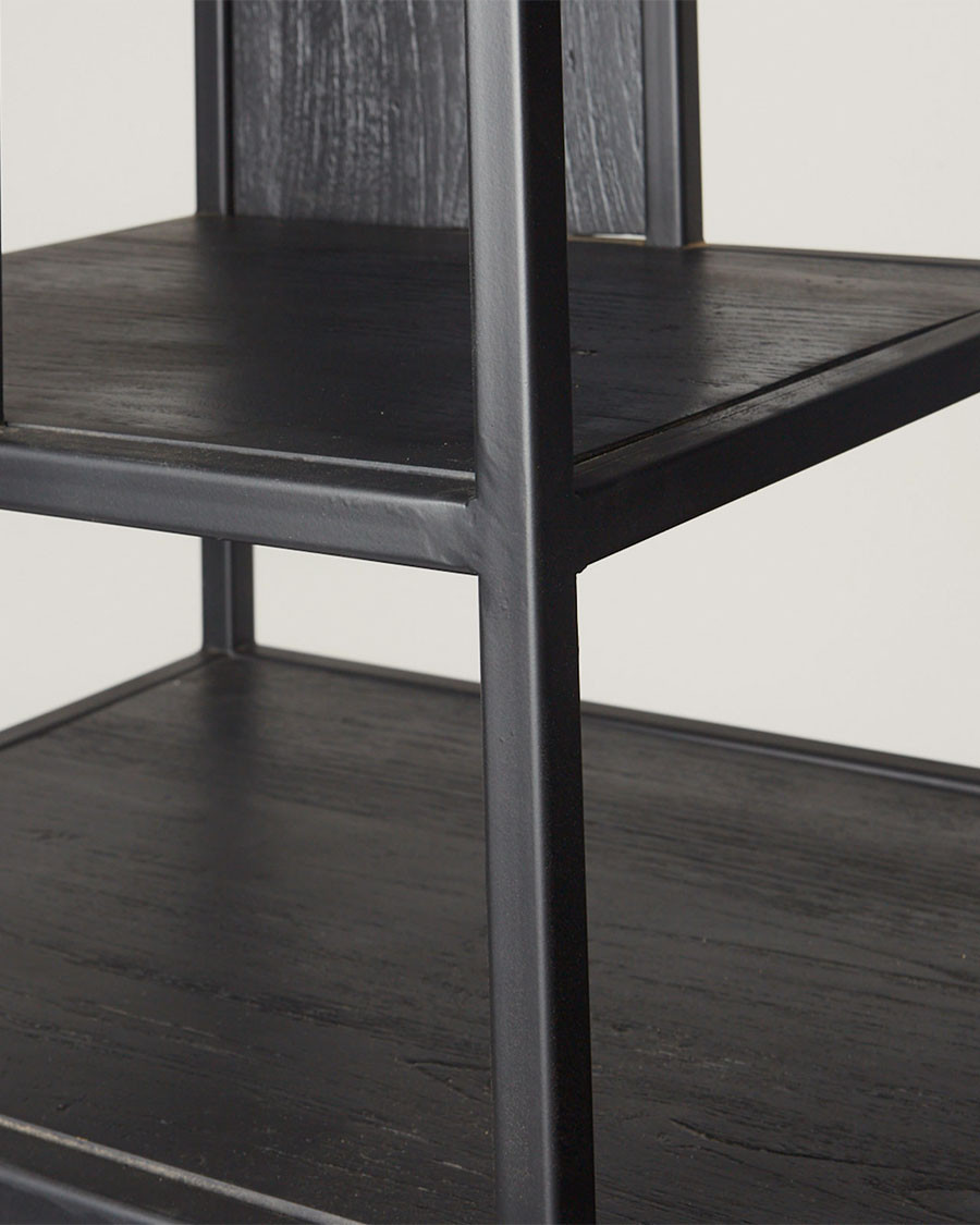 Como - Grande étagère industrielle en teck massif et métal noir