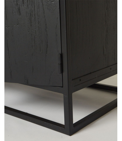 Como - Grande étagère industrielle en teck massif et métal noir