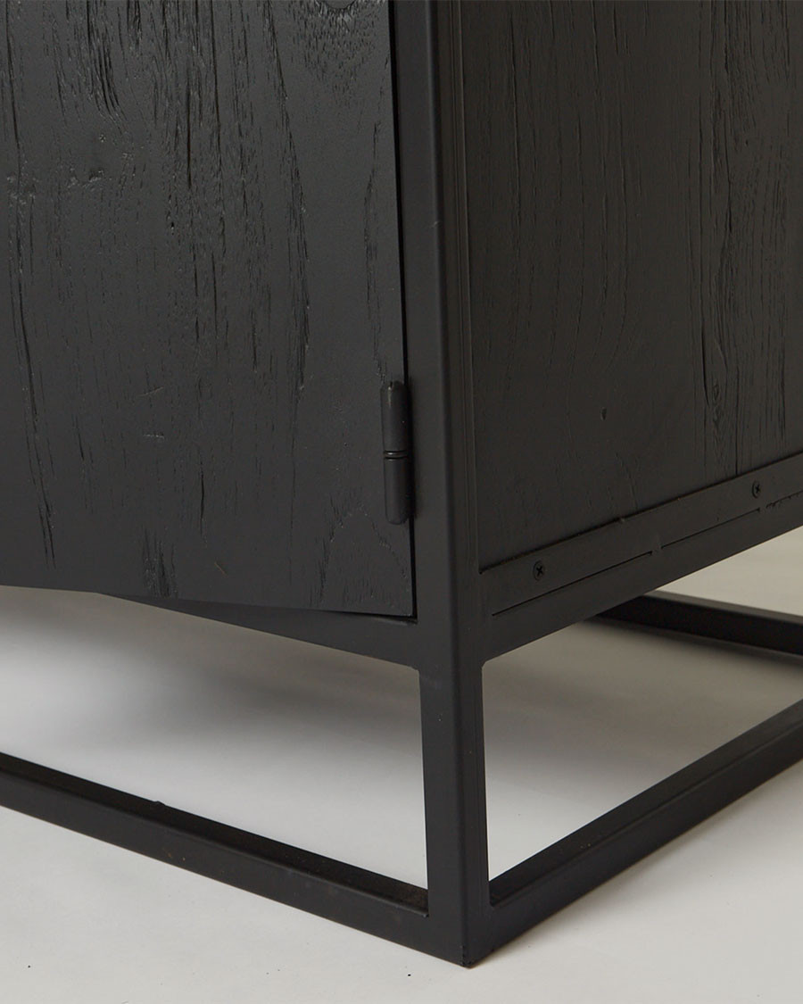 Como - Grande étagère industrielle en teck massif et métal noir