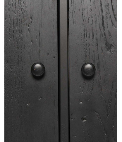 Como - Grande étagère industrielle en teck massif et métal noir