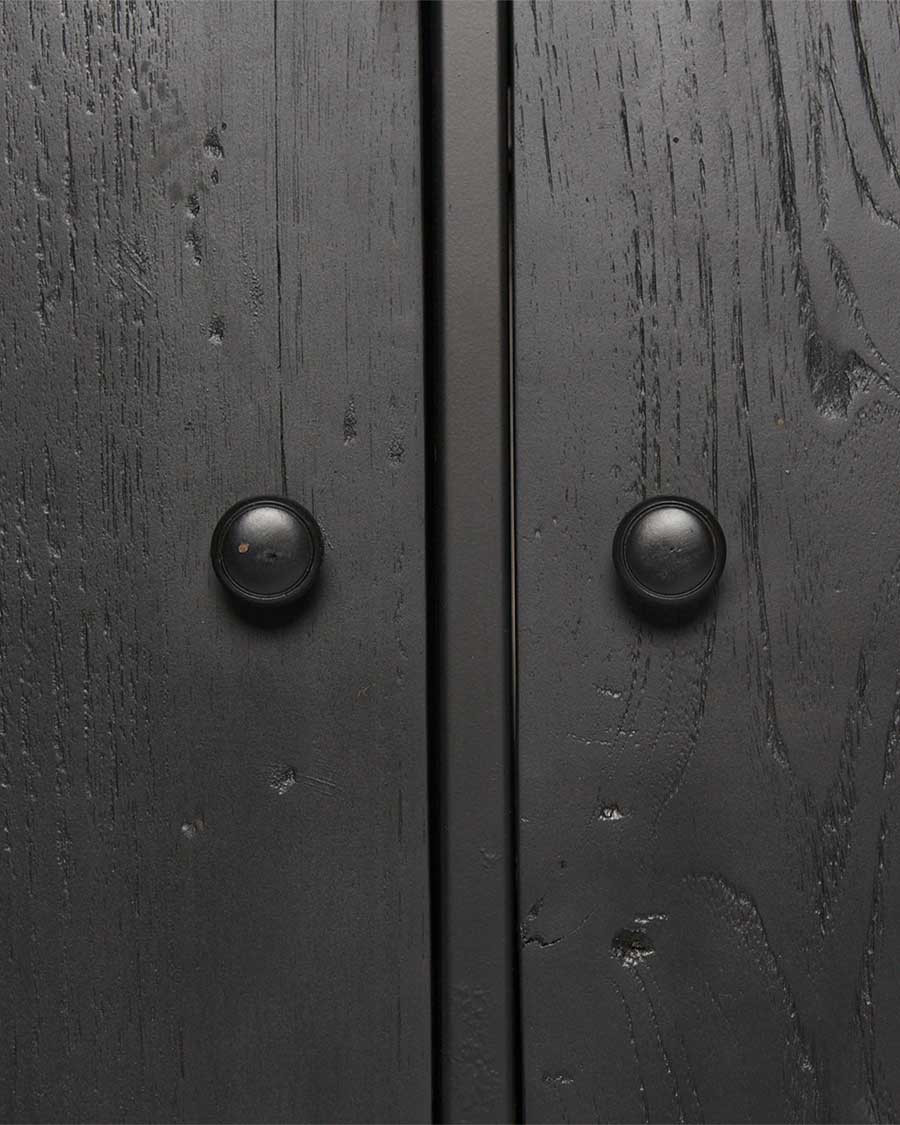 Como - Grande étagère industrielle en teck massif et métal noir