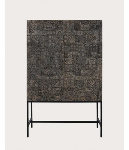 Hawaï - Armoire noire en manguier massif sculpté