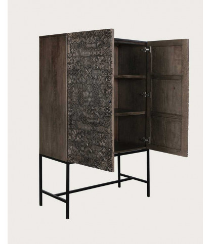 Hawaï - Armoire noire en manguier massif sculpté
