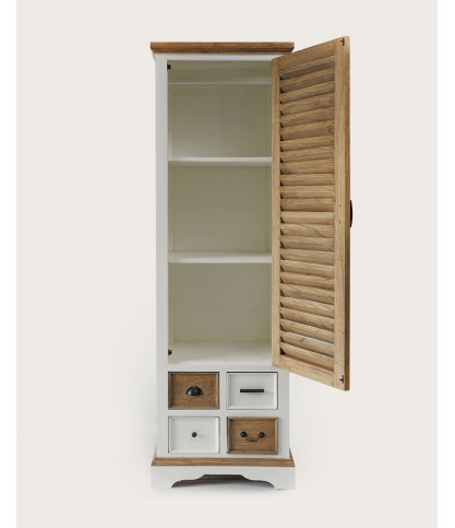 Inda - Petite armoire en Mindy massif blanche et naturelle