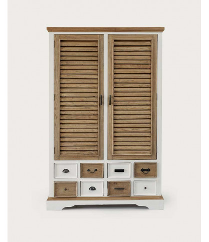 Inda - Grande armoire blanche et naturelle en Mindy massif