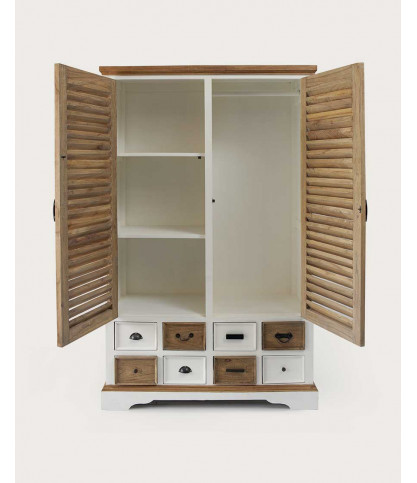 Inda - Grande armoire blanche et naturelle en Mindy massif