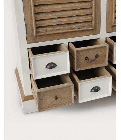 Inda - Grande armoire blanche et naturelle en Mindy massif