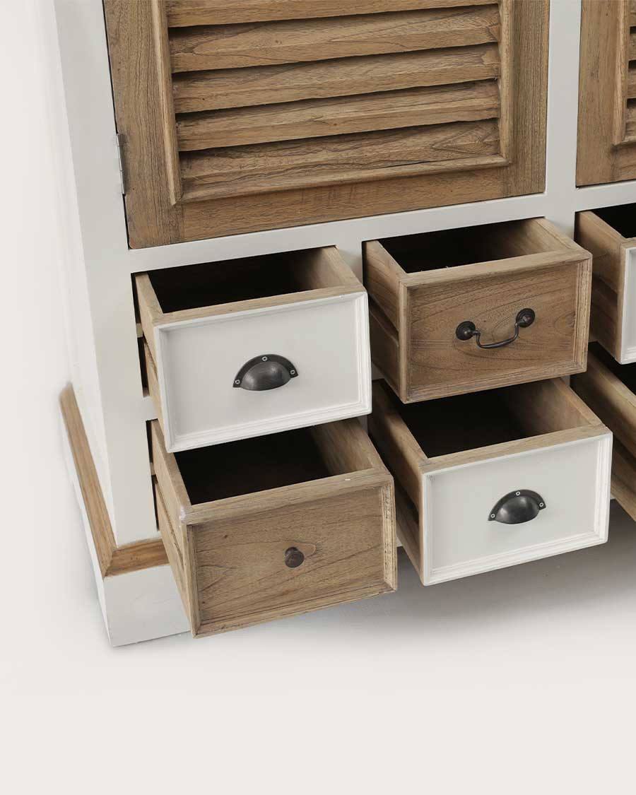 Inda - Grande armoire blanche et naturelle en Mindy massif