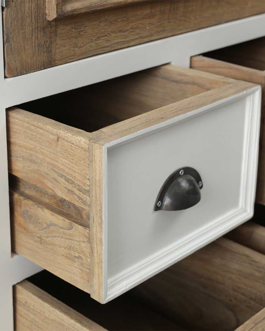 Inda - Grande armoire blanche et naturelle en Mindy massif