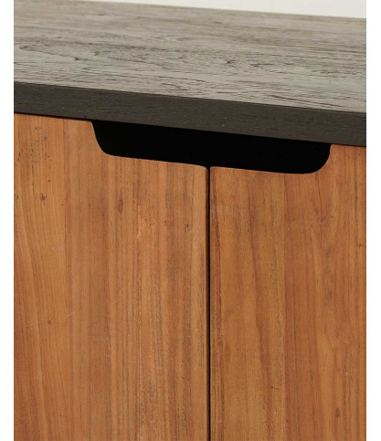 Jodhpur - Meuble TV 4 portes en teck recyclé bicolore 180 cm