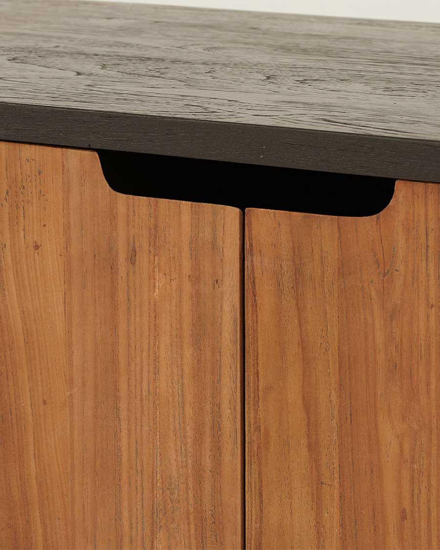 Jodhpur - Meuble TV 4 portes en teck recyclé bicolore 180 cm