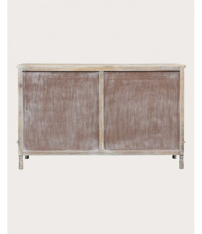 Mala - Buffet haut 4 portes en bois de manguier massif sculpté 160 cm