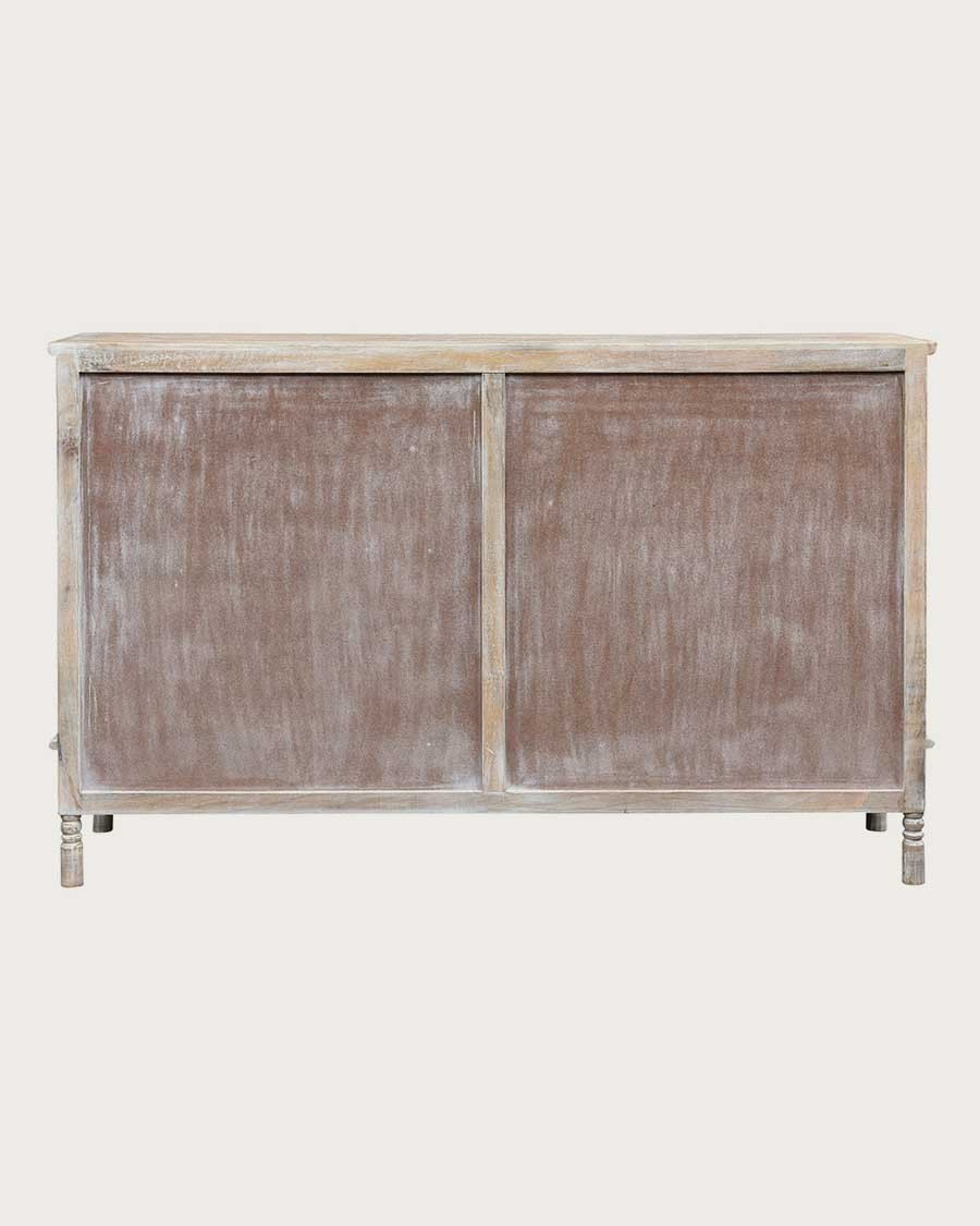Mala - Buffet haut 4 portes en bois de manguier massif sculpté 160 cm