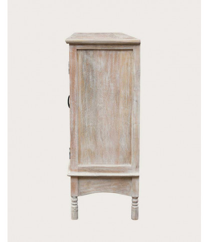 Mala - Buffet haut 4 portes en bois de manguier massif sculpté 160 cm