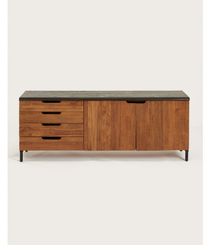 Jodhpur - Buffet bas en teck recyclé bicolore 160 cm