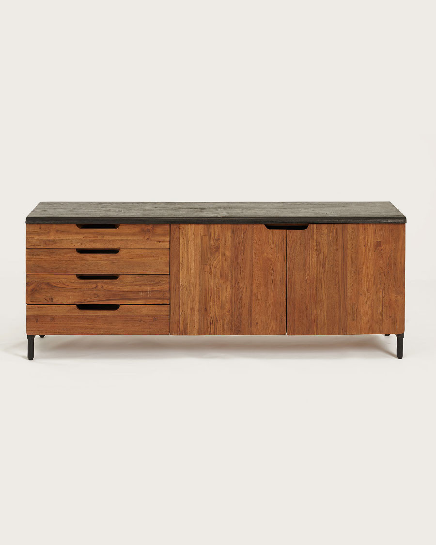 Jodhpur - Buffet bas en teck recyclé bicolore 160 cm