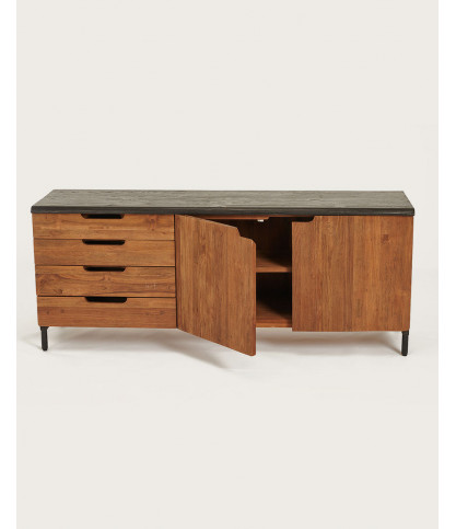 Jodhpur - Buffet bas en teck recyclé bicolore 160 cm